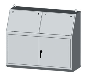 NEMA Type 12 Operator Workstations - Electrical Cabinets for Industrial Operator Interface to Mount Push Buttons and HMI's, by Saginaw Control. | SCE-14 Series Two Door Operator Workstations