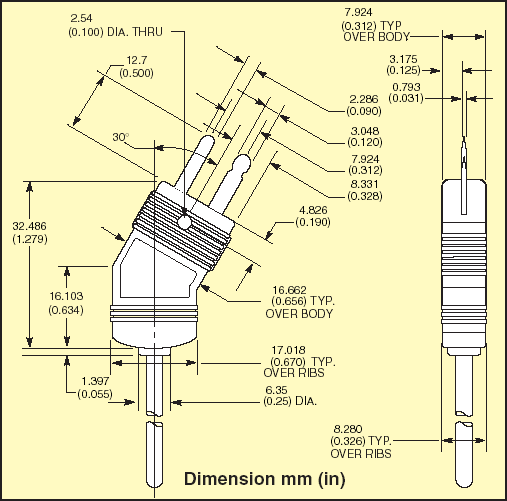 Low Noise Thermocouple Probe with Mini Plug Diagram