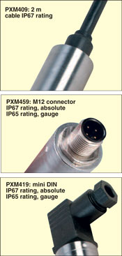 PXM409 pressure transducer series electrical connection options