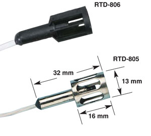 RTD805 and RTD806 RTD sensors dimensions